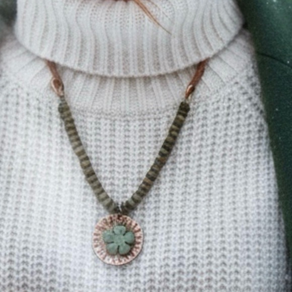 Handmade Copper & Jasper Necklace | Boho Artisan Pendant - Picture 2 of 4